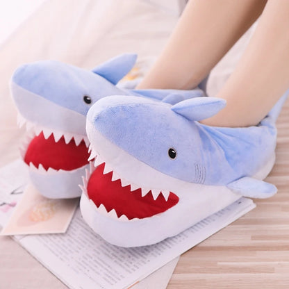 Women's House Fur Slippers Casual Cute 3D-shaped Lovely Pig Shark Design Pink Winter Indoor Non-slip Warm Soft Soles Comfy Home