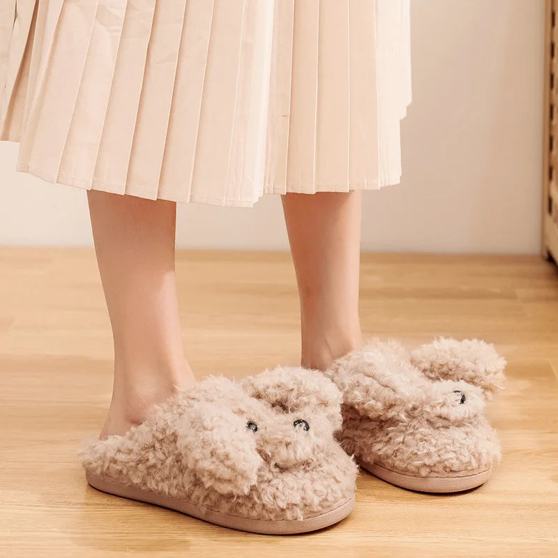 Gacimy Winter Plush Slippers For Women Cute Milk Cow Fluffy Cotton Shoes Girls Fashion Cartoon Indoor Warm Comfortable Slippers