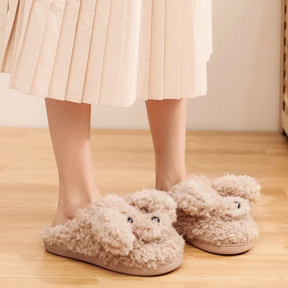 Gacimy Winter Plush Slippers For Women Cute Milk Cow Fluffy Cotton Shoes Girls Fashion Cartoon Indoor Warm Comfortable Slippers