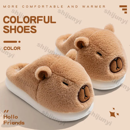 Capybara Cotton Slippers for Women Winter Fashion Platform Indoor Home Shoes Man Warm Plush Non Slip Cotton Floor Shoes Couples