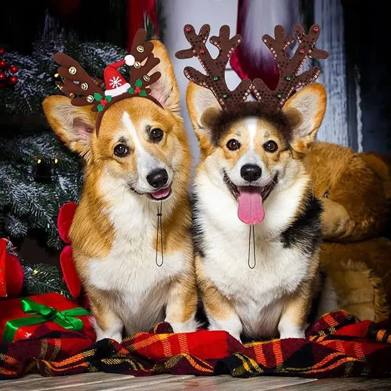 Christmas Pet Headband Reindeer Antlers for Dogs Cats Adjustable Festival Party Headband Small Medium Large Pets Accessories