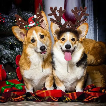 Christmas Pet Headband Reindeer Antlers for Dogs Cats Adjustable Festival Party Headband Small Medium Large Pets Accessories