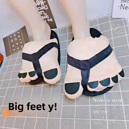 Creative Hobbit Plush Cotton Slippers Men's Large Size Home Use Gift Thick Bottom Warm Shoes Soft Home Slippers for Men