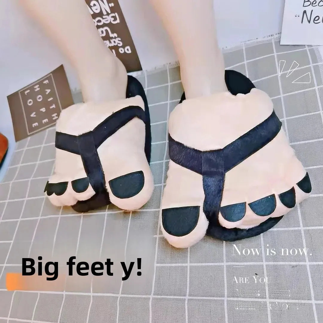 Creative Hobbit Plush Cotton Slippers Men's Large Size Home Use Gift Thick Bottom Warm Shoes Soft Home Slippers for Men