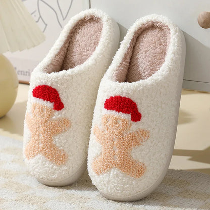 Christmas Slippers Women's Men Home Bedroom Shoes Winter Men's Female Indoor Plush Soft Fluffy Living Room Floor Flip Flops