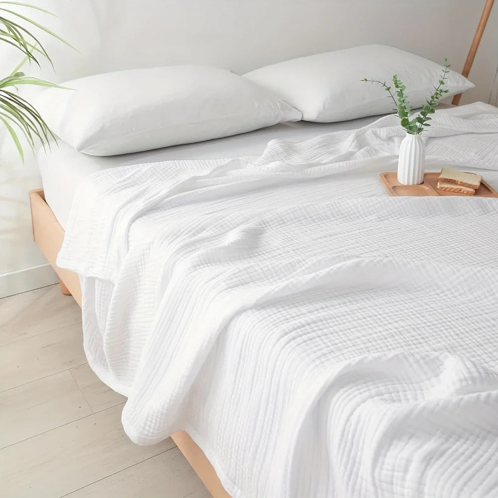 Grand plaid gaze coton 6 couches — Douceur toutes saisons & respirabilité naturelle