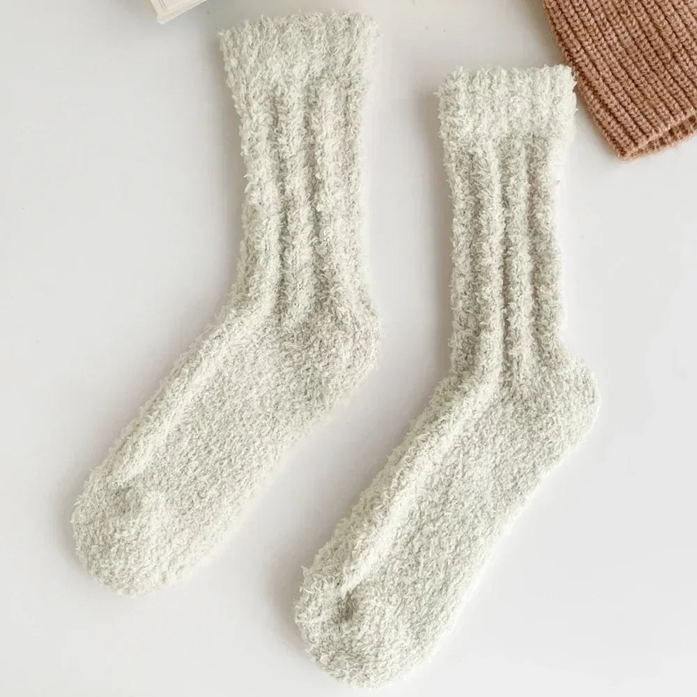 5 Pairs Coral Fleece Winter Socks Men Thick Warm Long Crew Socks Thermal  Cozy Fluffy Sleeping Socks Boys