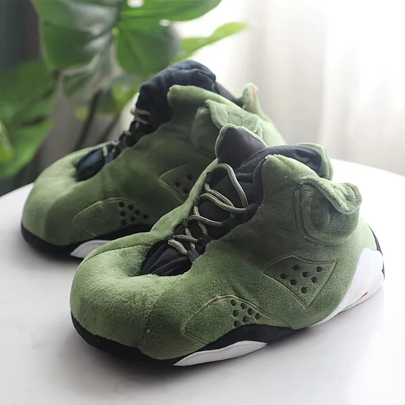 unisex indoor slippers basketball trainer slides warm winter indoor shoes