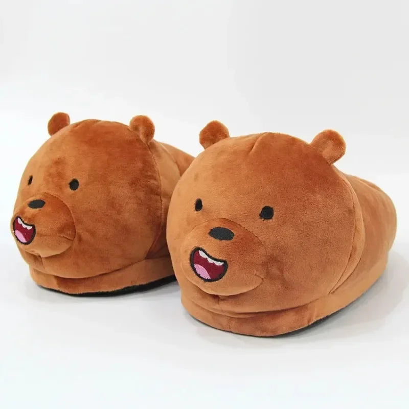 luxury Winter Bear Cotton Ladies Slippers House Home Cartoon Cute Bear Home Indoor Couple Female Warm Indoor Slipper Casual