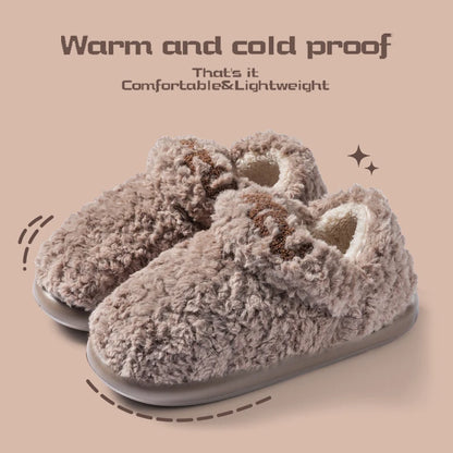 Cotton slippers for women, autumn and winter indoor home, soft bottom for warmth, plush cotton slippers for women, winter