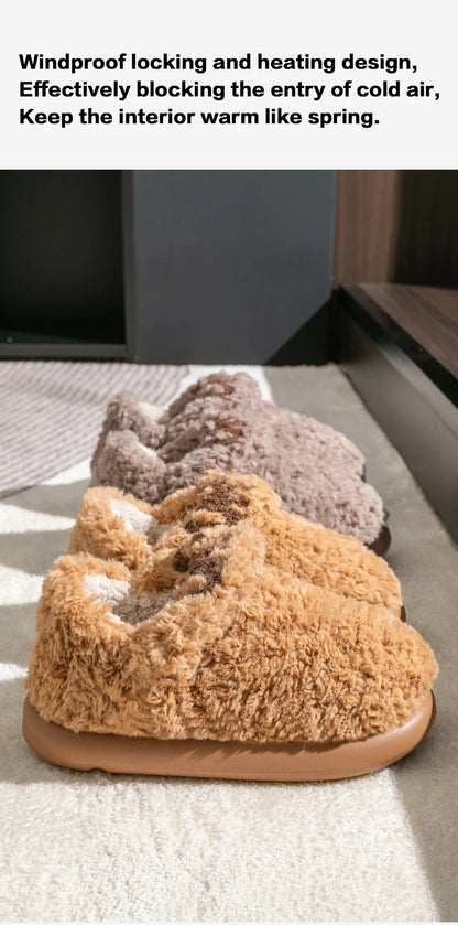 Cotton slippers for women, autumn and winter indoor home, soft bottom for warmth, plush cotton slippers for women, winter