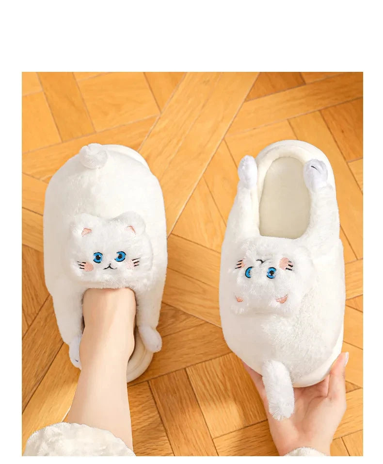 Gacimy Winter Plush Slippers For Women Cute Milk Cow Fluffy Cotton Shoes Girls Fashion Cartoon Indoor Warm Comfortable Slippers