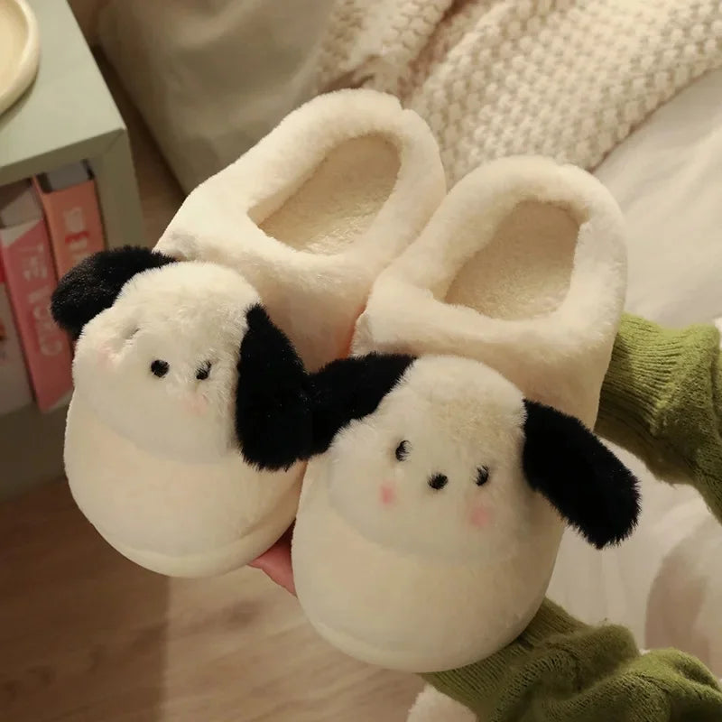 Women's Cotton Slippers Winter Home Indoor Plush Warm Anti-slip Thick Bottom Outdoor Cute Full Cover Heel Cotton Shoes