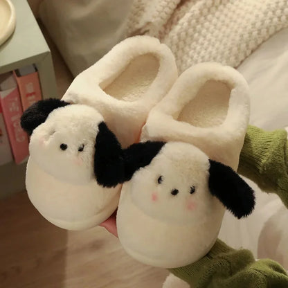 Women's Cotton Slippers Winter Home Indoor Plush Warm Anti-slip Thick Bottom Outdoor Cute Full Cover Heel Cotton Shoes