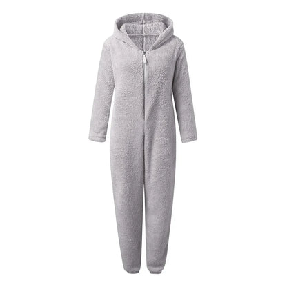 Thickened Furry Onesies for Adults Women Fashion Fleece Sleepwear Hood Sets Pajamas for Winter Women Velvet Warm Pyjamas