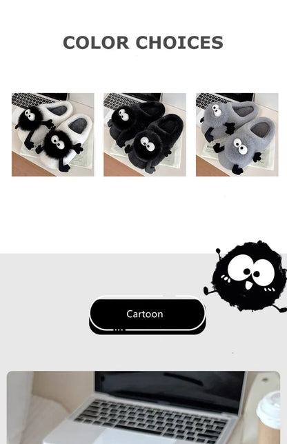 New Funny Slippers Women Plush Shoes Soft Bottom Home Cotton Shoes Woman Flip Flops Cute Cartoon Girls Furry Slippers
