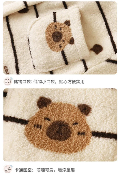 Boys Girls Autumn Winter Soft Flannel Pajamas Sets Toddler Baby Cute Cartoon Lapel Coat with Pants Pyjamas Kids Casual Sleepwear