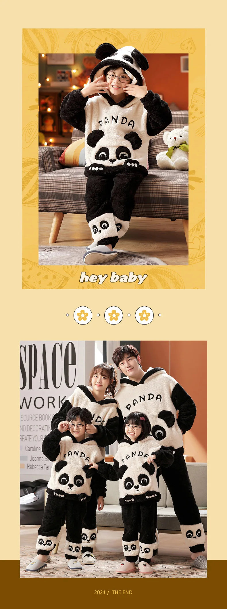 Winter Kids Fleece Pajamas Panda Children Clothing Sets Thick Hooded Pijamas for 4 6 8 12 Years Animal Cartoon Warm Home Clothes