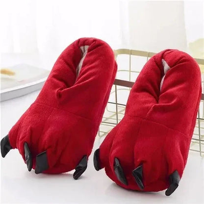 Winter Soft Warm Monster Dinosaur Paw Funny Slippers for Men Women Kids Parent-child Home House Slipper Shoes Room Cotton Shoes