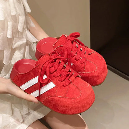 Birkent Women's Summer Outdoor Casual Slip-On Half Slippers Retro Heightening Knot Lazy Trainer Rubber Bottom Shoes