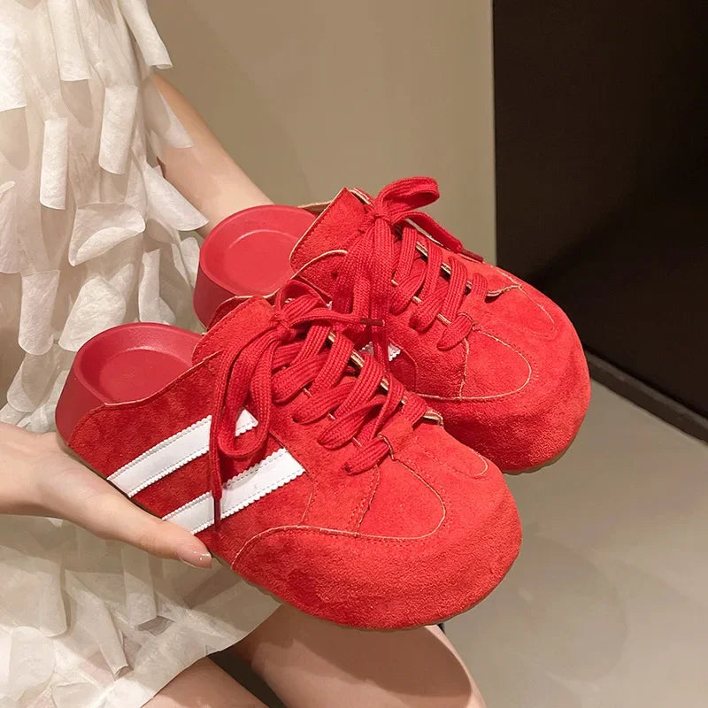 Birkent Women's Summer Outdoor Casual Slip-On Half Slippers Retro Heightening Knot Lazy Trainer Rubber Bottom Shoes