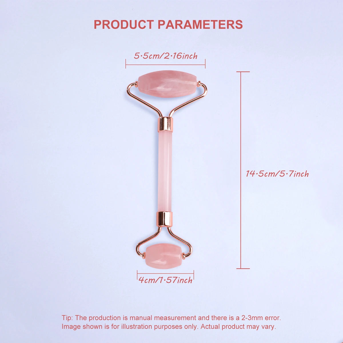 1 pc Rose Quartz Jade Roller Used For Facial Care And Skin Improvement Facial Beauty Roller Relieve Fine Line and Wrinkles Relax