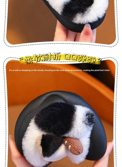 2024 New Style Children's Cotton Slippers Indoor Home Use Fall/Winter Anti-Slip Cute Little Cow Slippers Outer Wear PVC Material