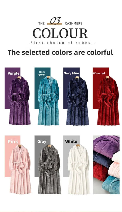 Couple's Oversize Plush Robe Coral Fleece Sleepwear Autumn Winter Home Comfortable Bathrobe for Men And Women