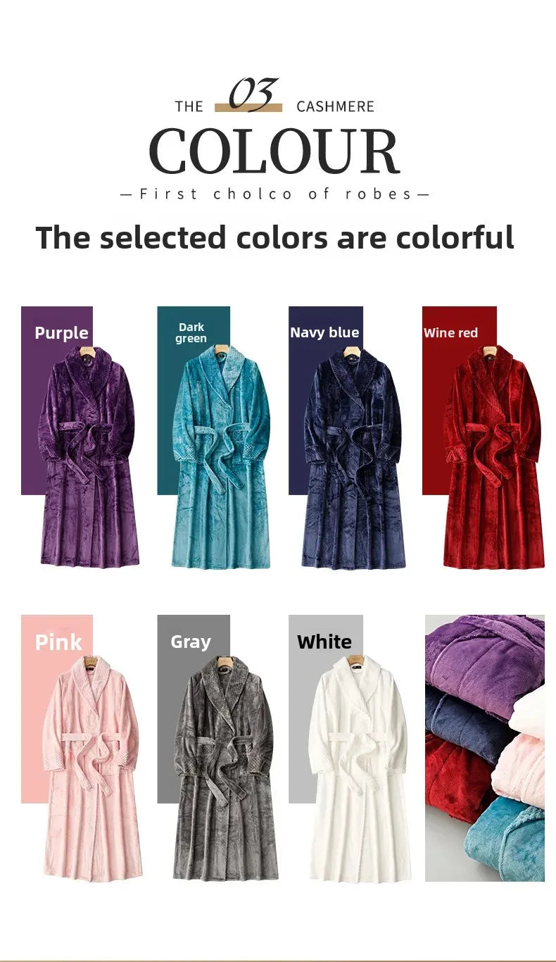 Couple's Oversize Plush Robe Coral Fleece Sleepwear Autumn Winter Home Comfortable Bathrobe for Men And Women