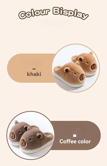 Capybara Cotton Slippers for Women Winter Fashion Platform Indoor Home Shoes Man Warm Plush Non Slip Cotton Floor Shoes Couples
