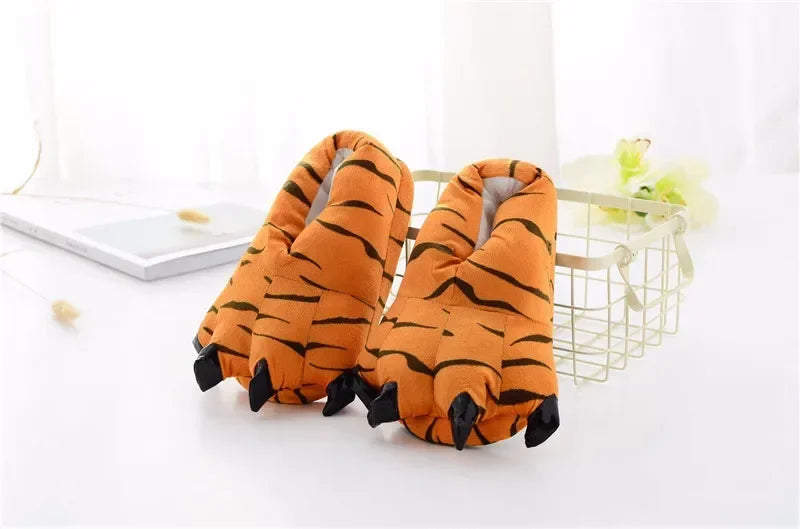 Winter Soft Warm Monster Dinosaur Paw Funny Slippers for Men Women Kids Parent-child Home House Slipper Shoes Room Cotton Shoes
