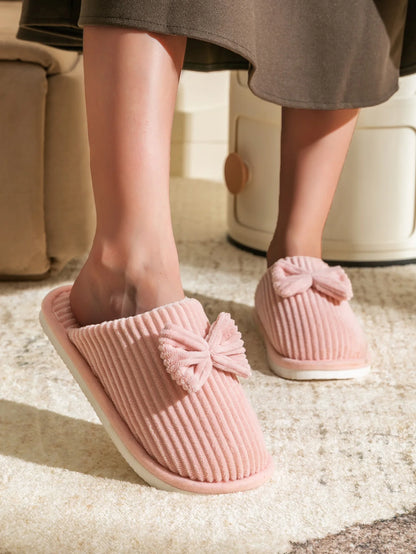 Fashion Women's Bow Slippers Fall/Winter Indoor Bedroom Floor Lightweight and Comfortable&Soft Warm Slippers for Home