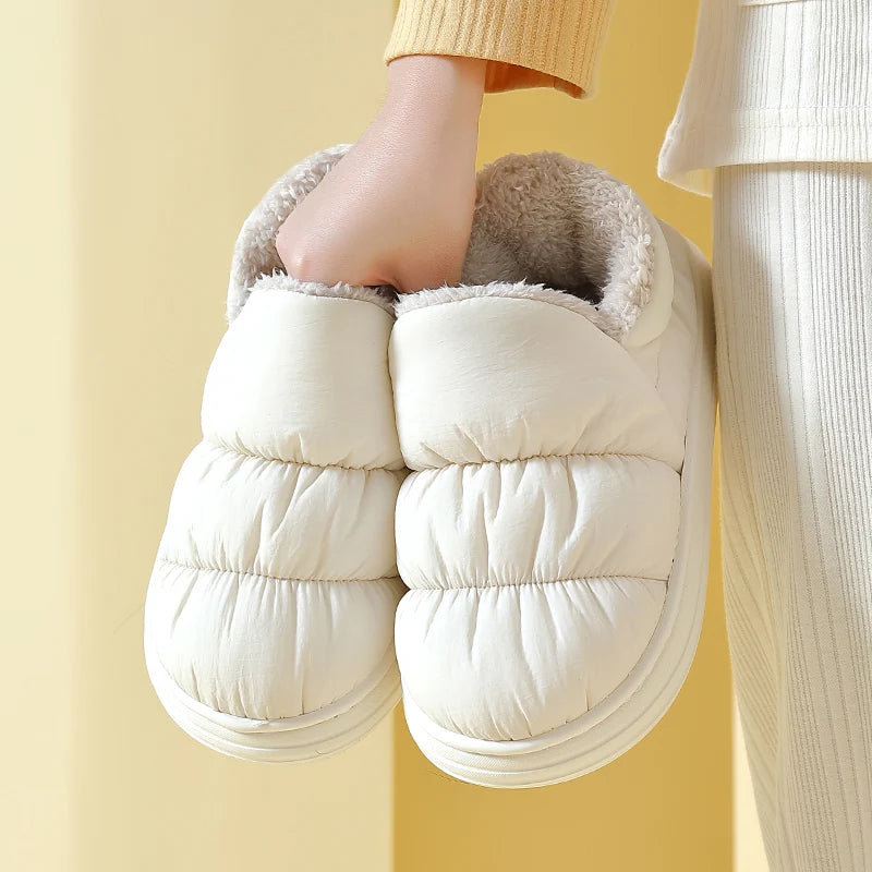Winter Warm Thick Furry Women Ankle Boots Indoor Plush Slippers Ladies Men Outside Home Cotton Shoes