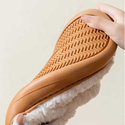 Litfun Winter Fluffy Women's Slippers Soft Sole Non-slip Indoor Slides Leisure Furry Warm Cozy House Cotton Slippers For Women