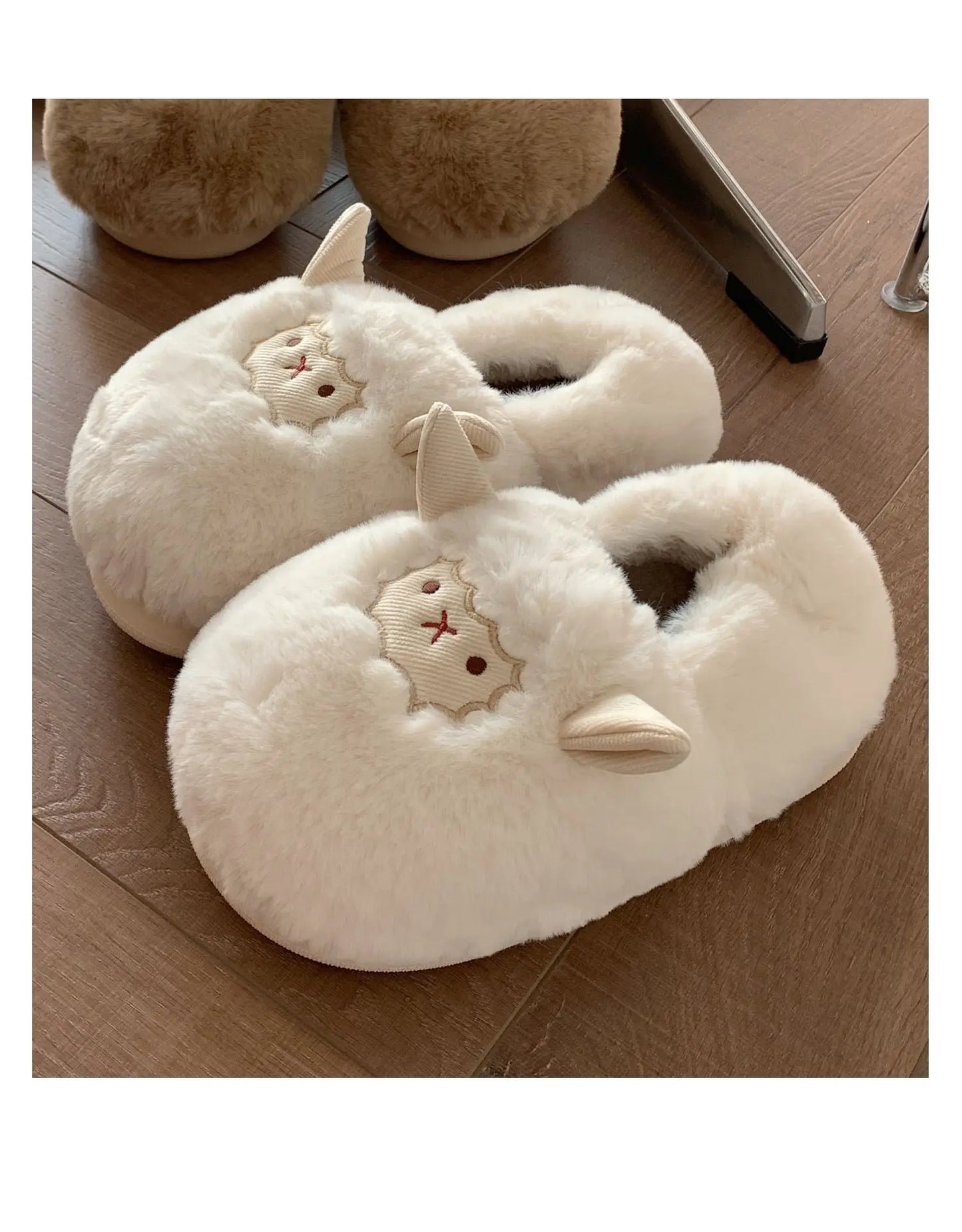 Gacimy Winter Plush Slippers For Women Cute Milk Cow Fluffy Cotton Shoes Girls Fashion Cartoon Indoor Warm Comfortable Slippers