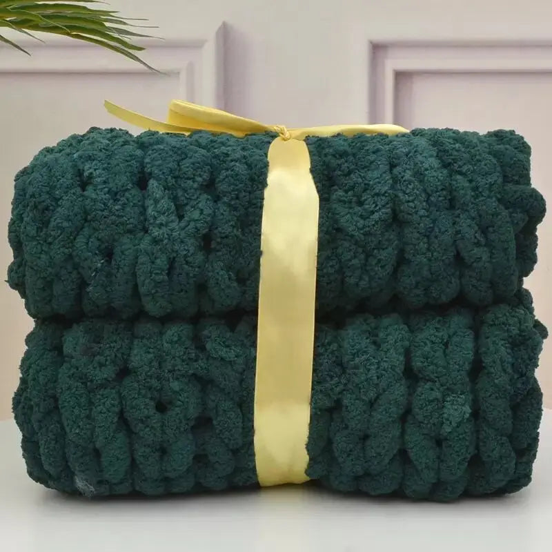 Plaid chenille chunky knit — Chaleur profonde & sensation de cocooning absolu