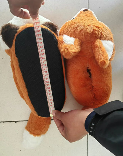 Cute Red Panda Fox Shoes Women Men Winter Slippers Warm Plush Soft Sole Girls Indoor Home Floor Slipper Women Cartoon Footwear
