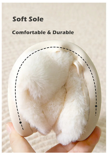 Gacimy Winter Plush Slippers For Women Cute Milk Cow Fluffy Cotton Shoes Girls Fashion Cartoon Indoor Warm Comfortable Slippers