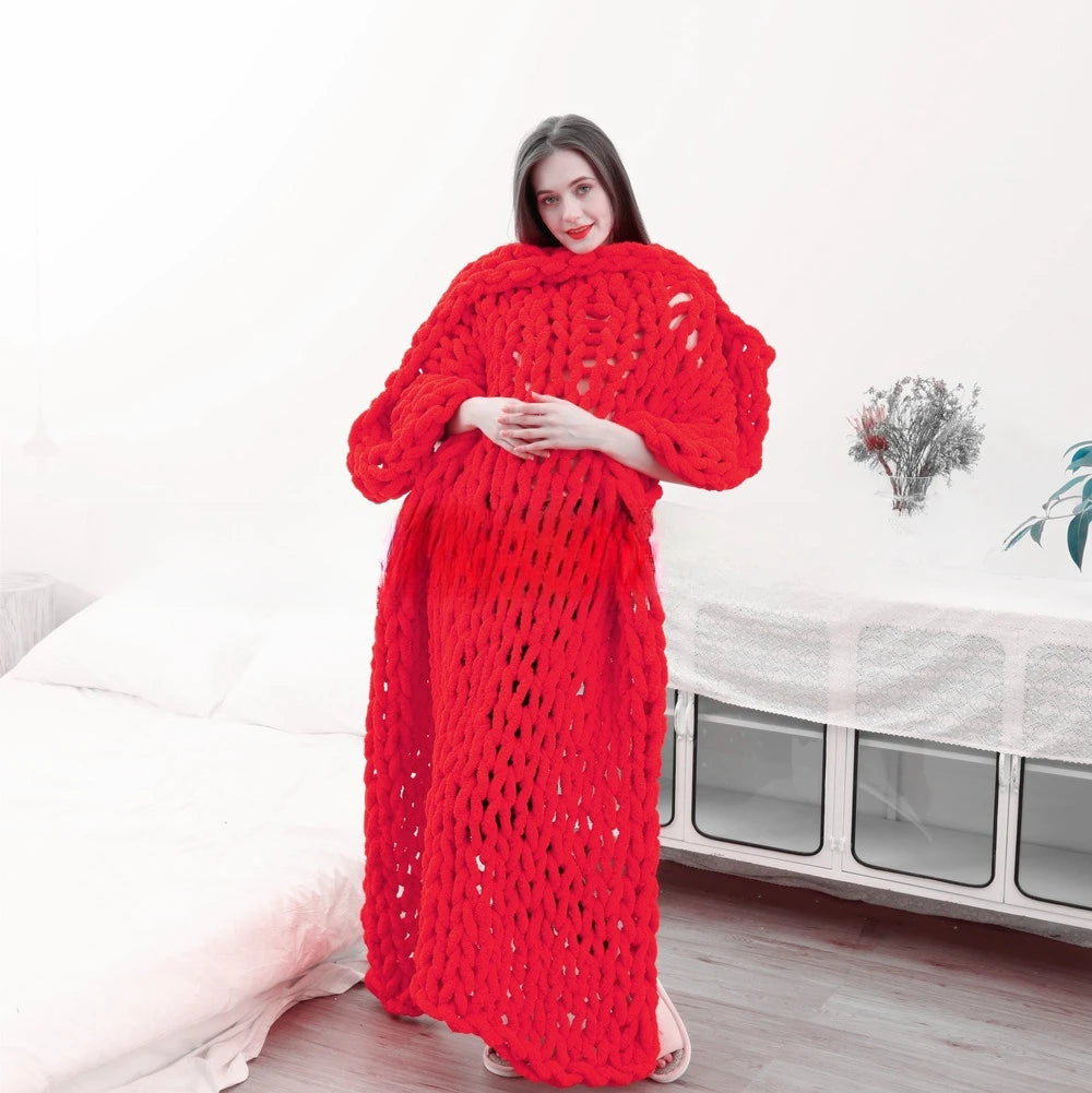 Plaid chenille chunky knit — Chaleur profonde & sensation de cocooning absolu