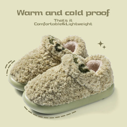 Cotton slippers for women, autumn and winter indoor home, soft bottom for warmth, plush cotton slippers for women, winter