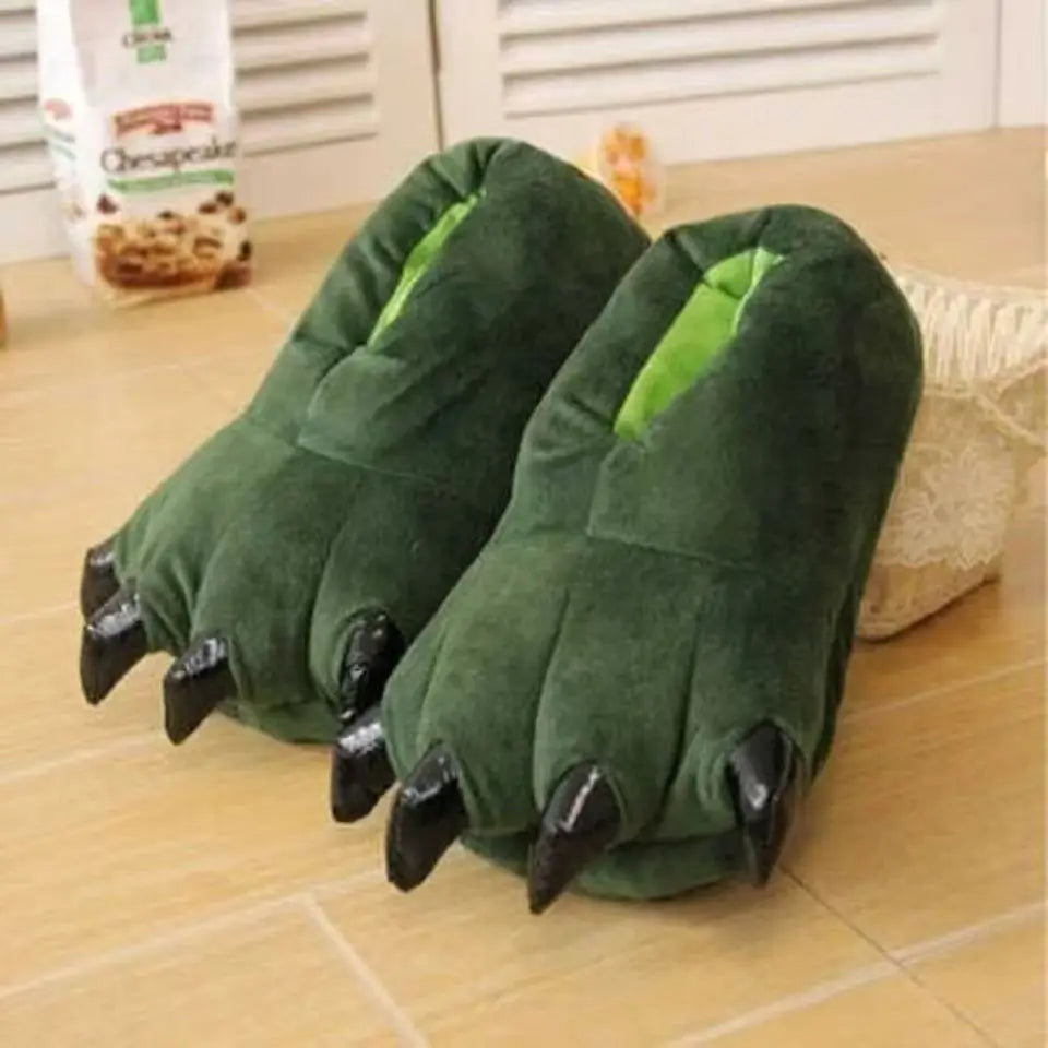 Winter Soft Warm Monster Dinosaur Paw Funny Slippers for Men Women Kids Parent-child Home House Slipper Shoes Room Cotton Shoes