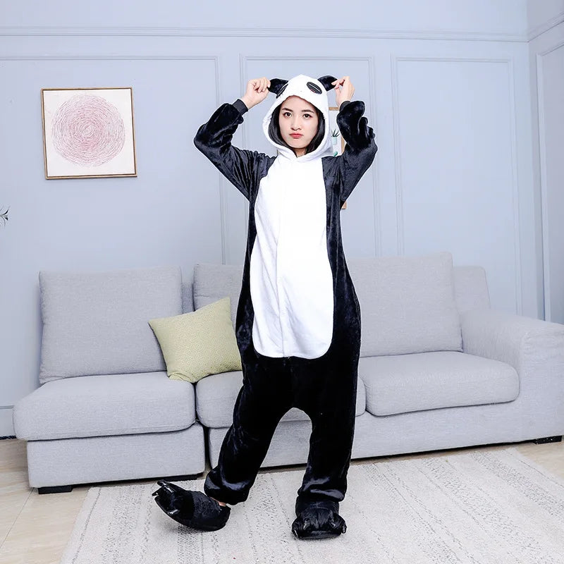 Kigurumi Animal Pajamas Unisex Adults Panda Cartoon Onesies Pyjamas Halloween Christmas Family Party Homewear Costumes