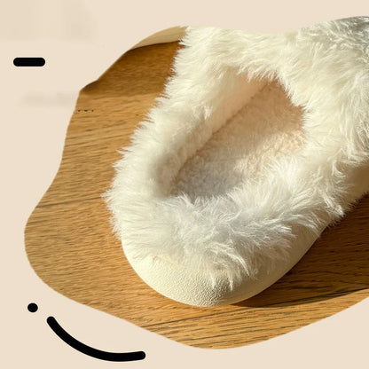 Fluffy Cartoon Women's Home Slippers Winter Cute Plush Luxury Designer Woman Shoes Flats Indoor Casual Fuzzy Fur Slides Elegant