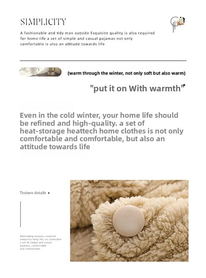 Warm Flannel Sleepwear Set for Women Long Sleeve Long Pants Casual Collar Can Be Worn outside Home Clothes Winter Collection