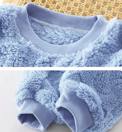 Autumn Winter Sleepwear Flannel Pajamas For Girls Boys Long Sleeve Tops+Pants Suits Fashion Home Clothing Baby Kid Sleep Costume