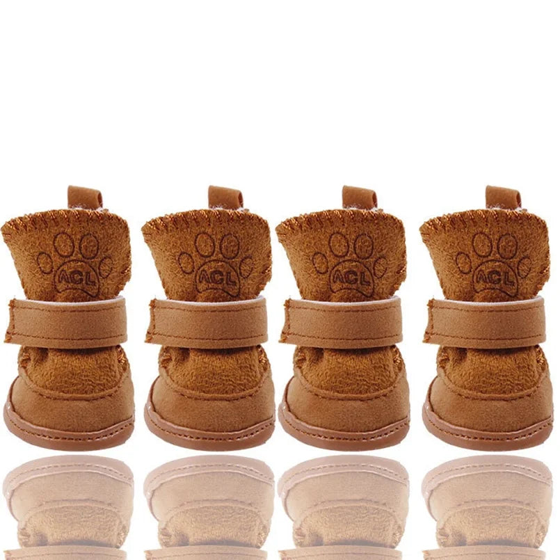 4pcs/set Pet Dog Shoes Winter Warm Shoes for Small Medium Dogs Anti-slip Puppy Rain Snow Boots Footwear Cat Dog Walking Sneakers