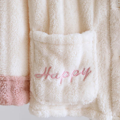 2025 Autumn/Winter New Women's Pajama Set Flannel Thickened Warm Cute Long Sleeve Pants Two Piece Coral Fleece Home Fur Women