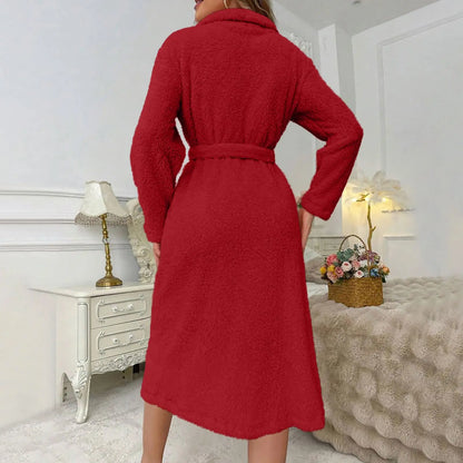 Women'S Long Sleeved Autumn And Winter Warm Bathrobe Home Clothes Plush Sleeping Robe Home Clothes For Home Wear