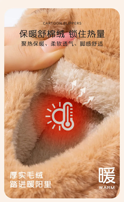 Capybara Cotton Slippers for Women Winter Fashion Platform Indoor Home Shoes Man Warm Plush Non Slip Cotton Floor Shoes Couples