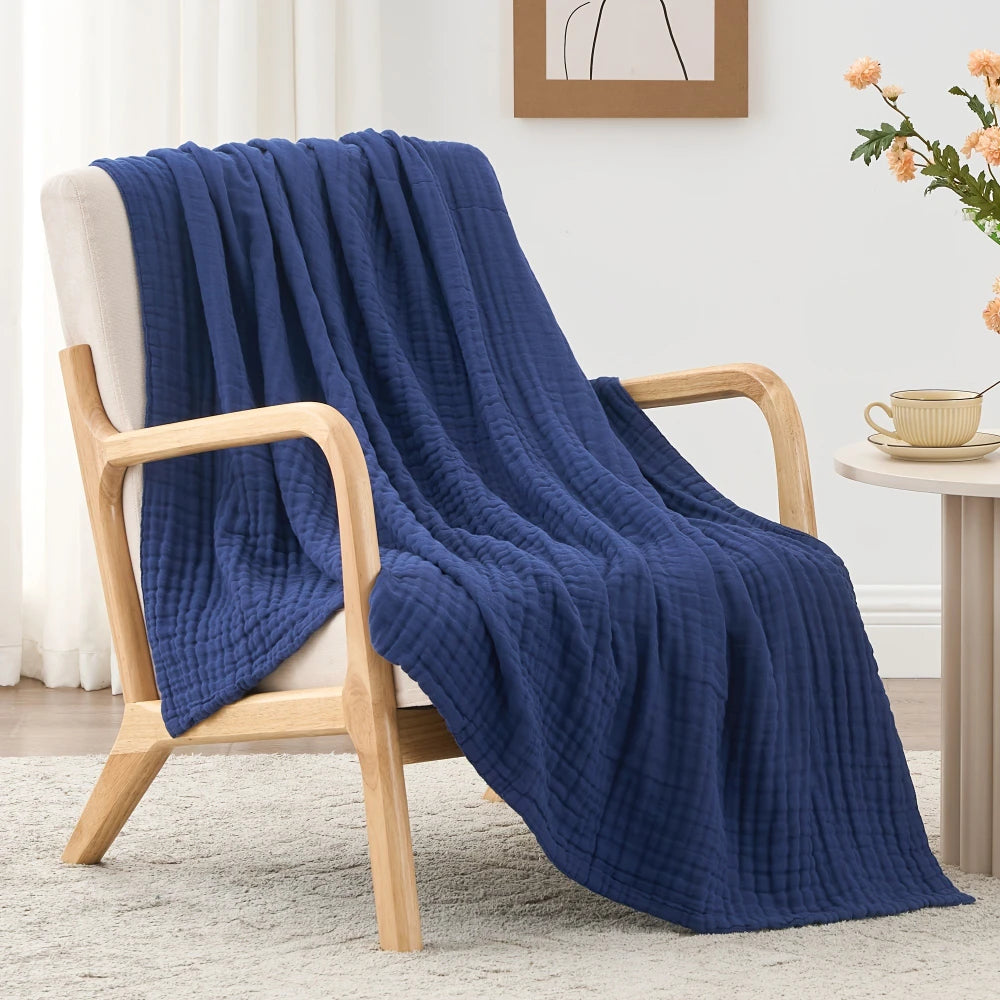 Grand plaid gaze coton 6 couches — Douceur toutes saisons & respirabilité naturelle